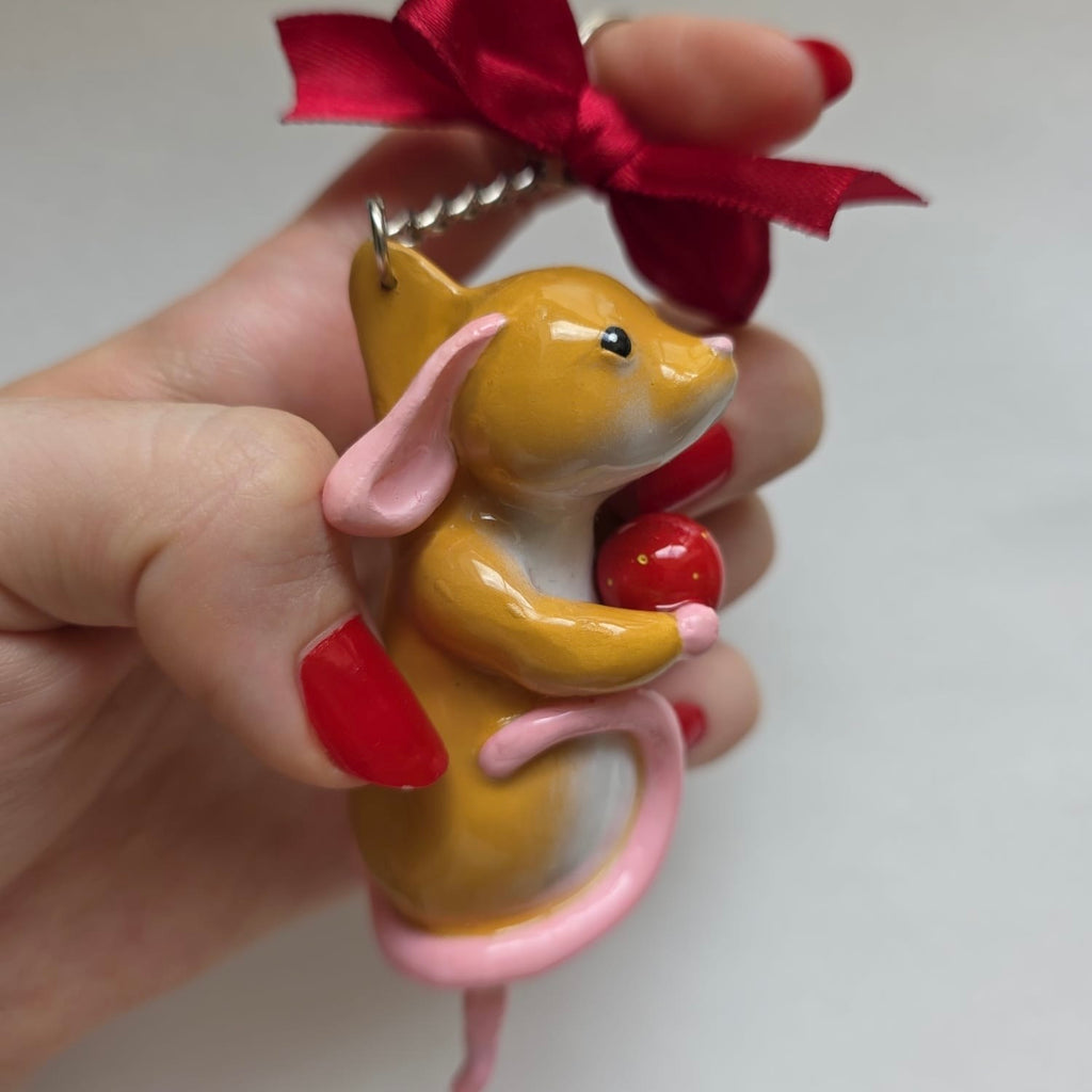 Strawberry Mouse Bag Charm
