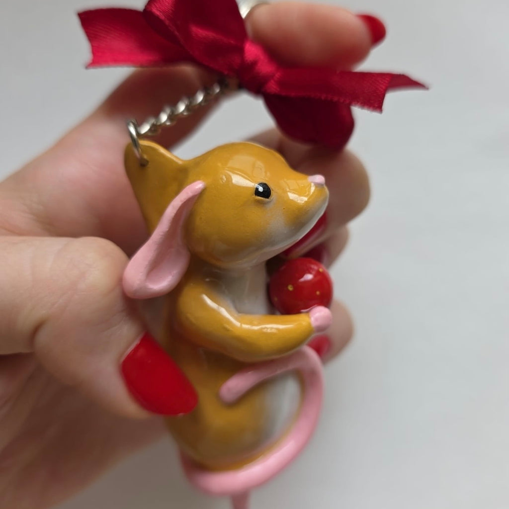 Strawberry Mouse Bag Charm